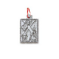 Solid Pewter Ornament (2"x 1.5" X-Mas Rectangle)
